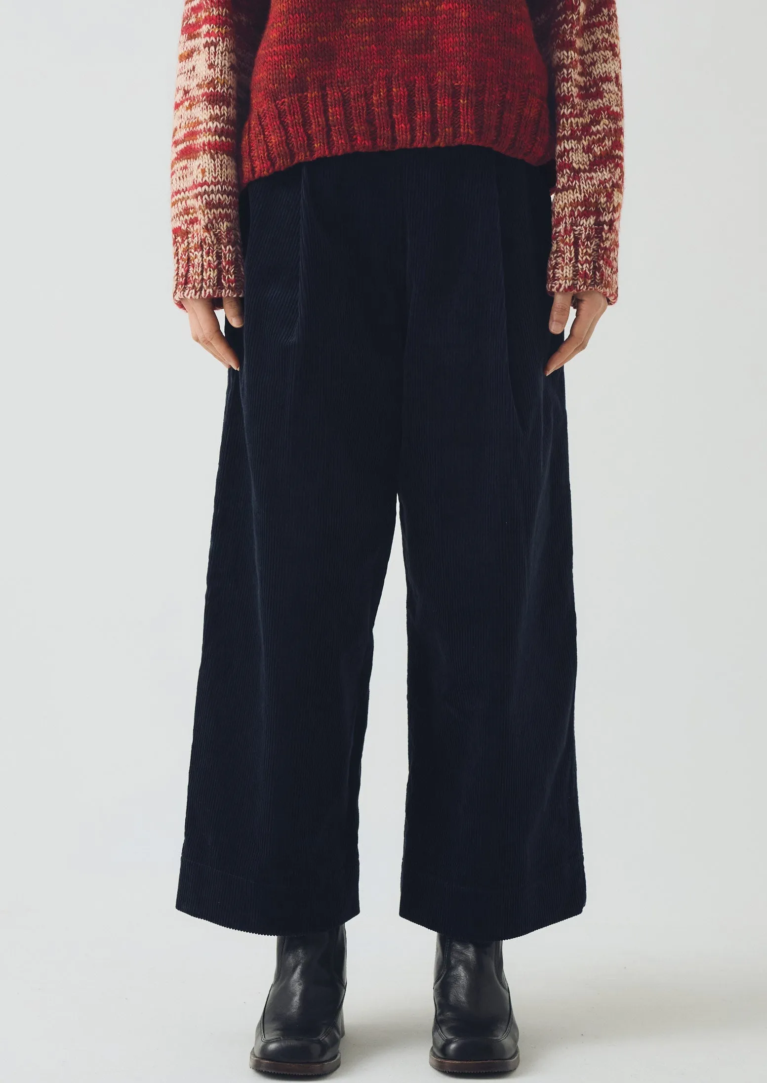 Organic Cord Pleat Front Trousers | Midnight sold by TOAST product image thumbnail 4