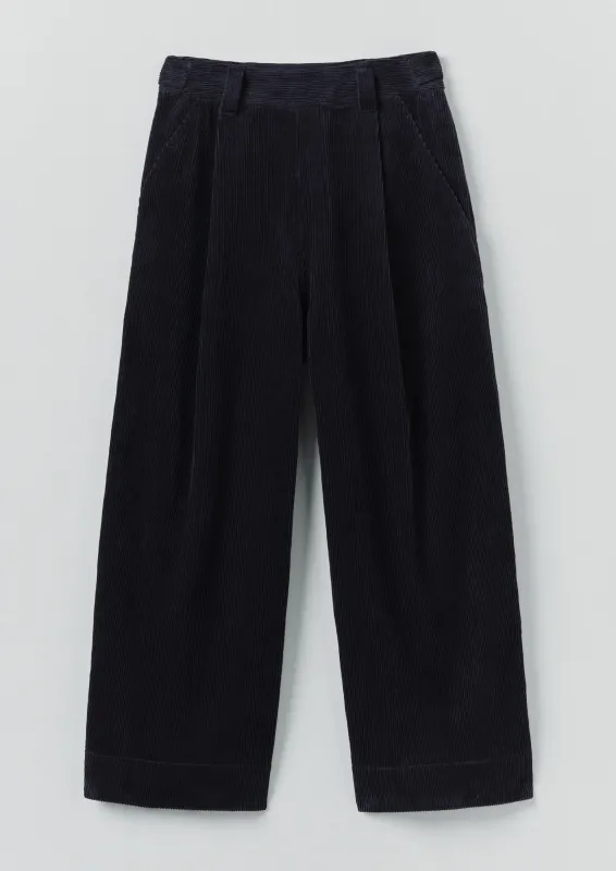 Organic Cord Pleat Front Trousers | Midnight sold by TOAST