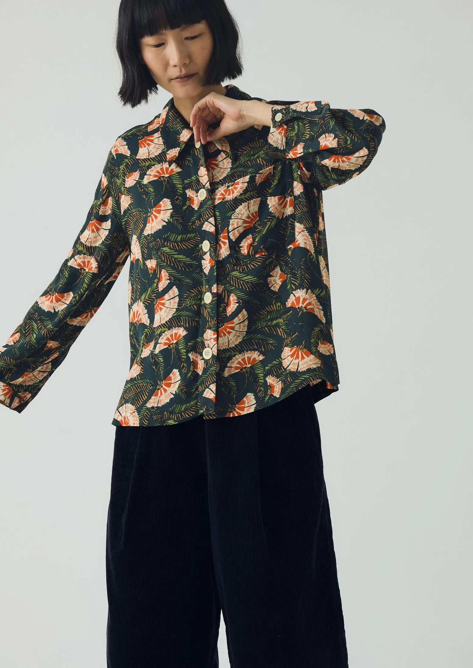 Baya Dianthus Print Shirt | Midnight Green sold by TOAST product image thumbnail 4