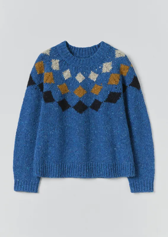 Donegal Diamond Yoke Sweater | Blue Multi sold by TOAST