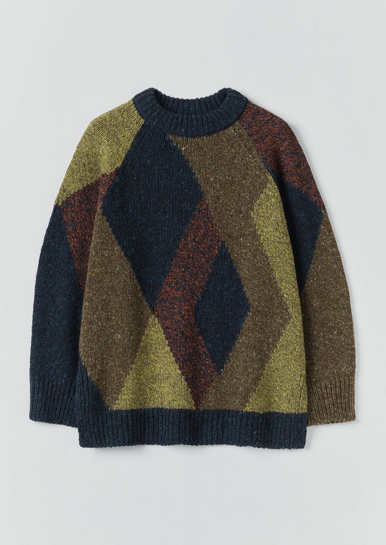 Marled Argyle Blocked Sweater | Olive Multi sold by TOAST
