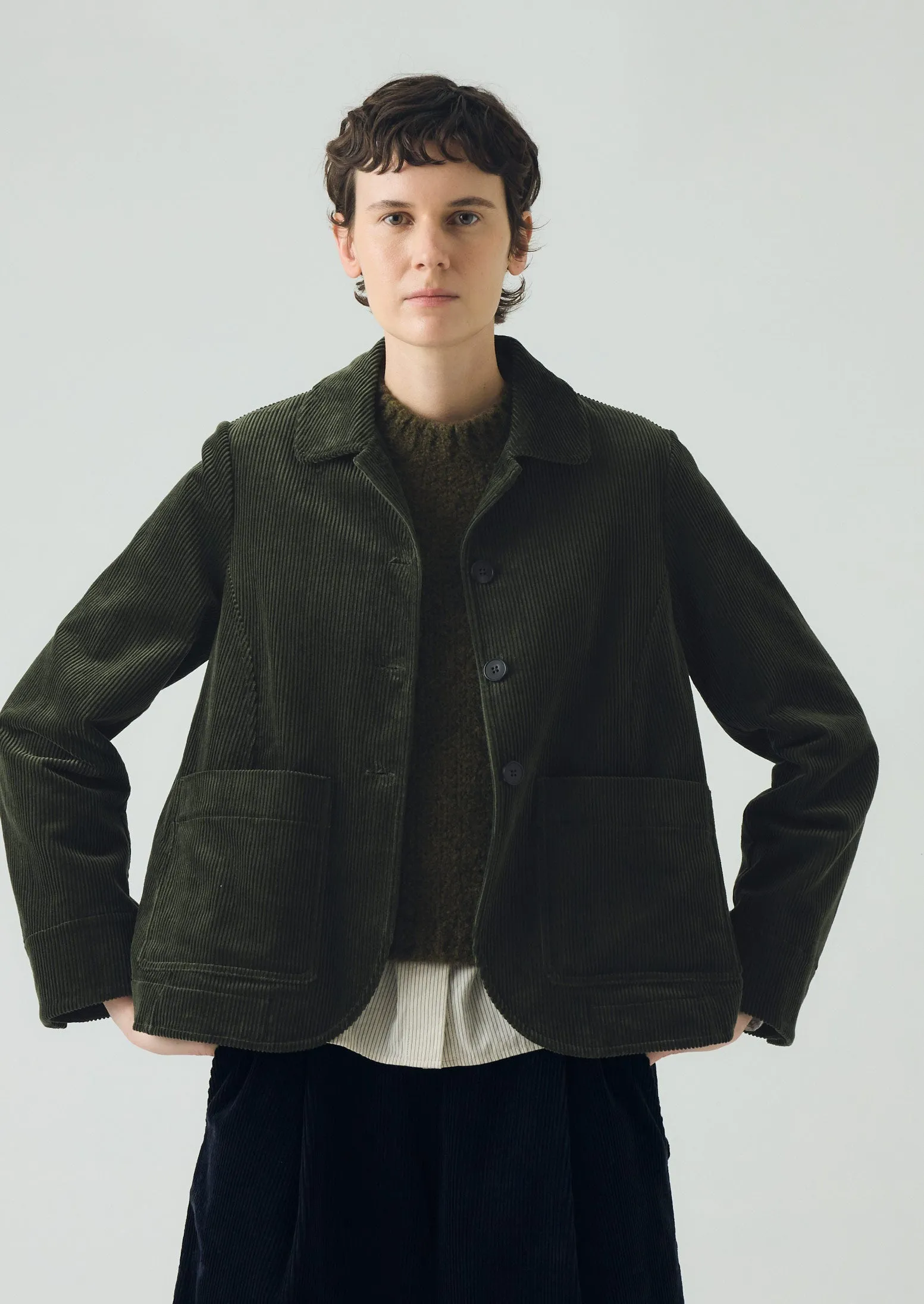 Round Collar Organic Cord Jacket | Pine sold by TOAST product image thumbnail 2
