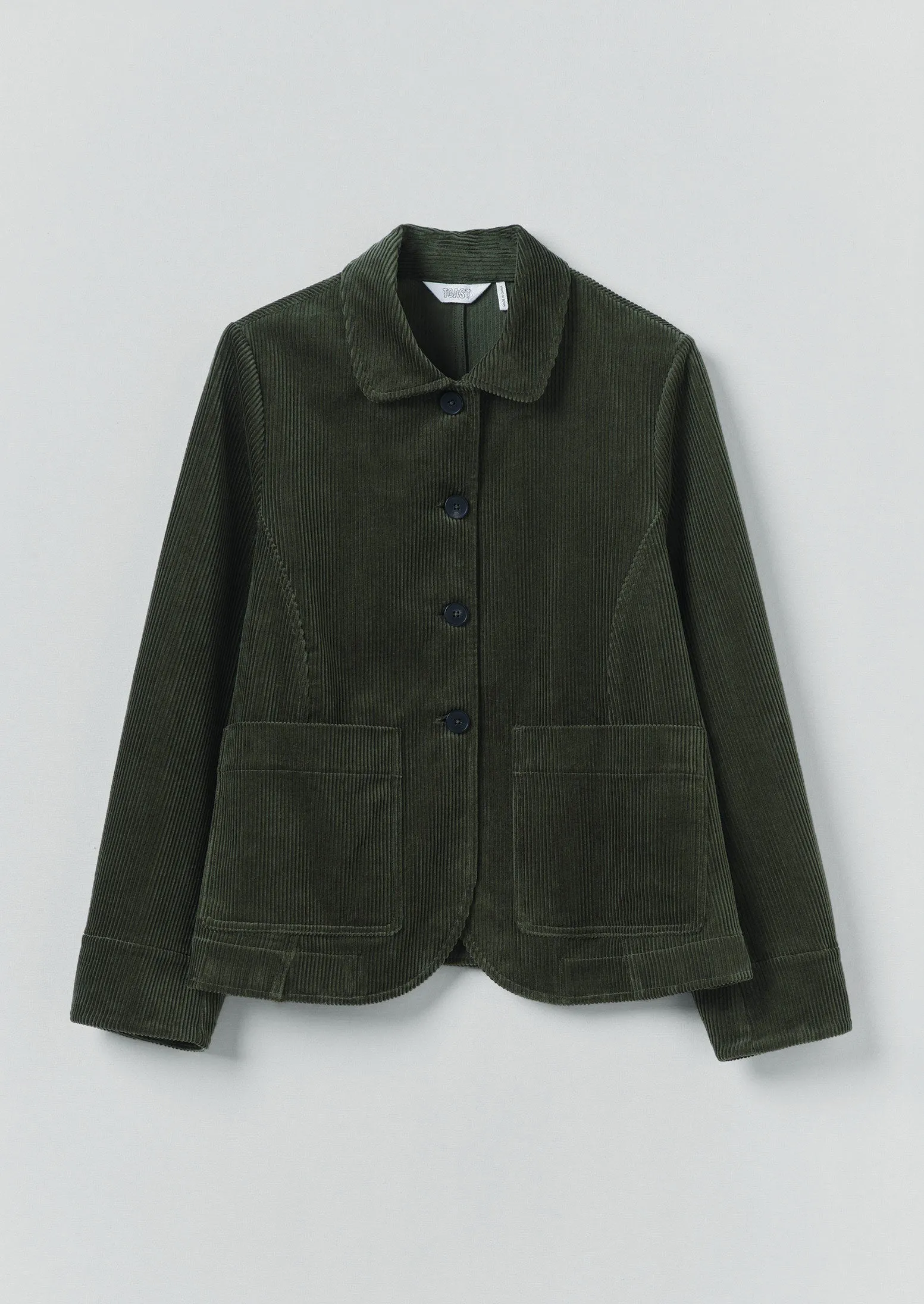 Round Collar Organic Cord Jacket | Pine sold by TOAST