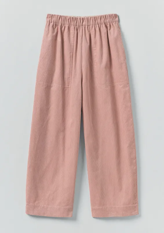 Organic Cord Barrel Leg Trousers | Pink Clay sold by TOAST