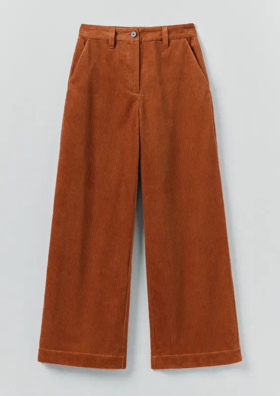 Wide Leg Organic Cord Trousers | Burnt Sienna sold by TOAST