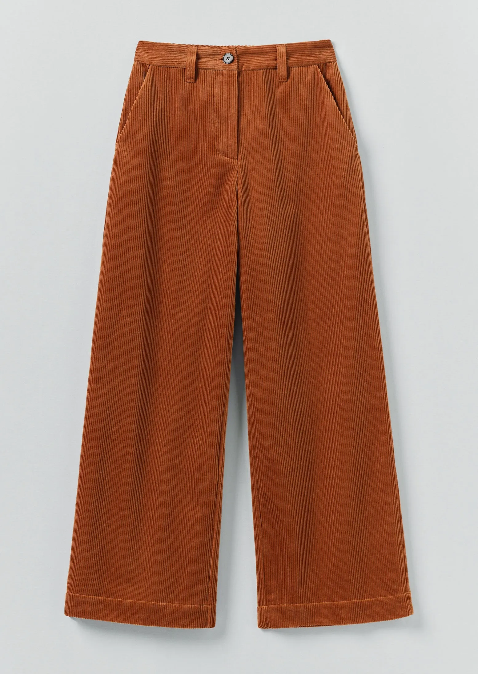 Wide Leg Organic Cord Trousers | Burnt Sienna sold by TOAST