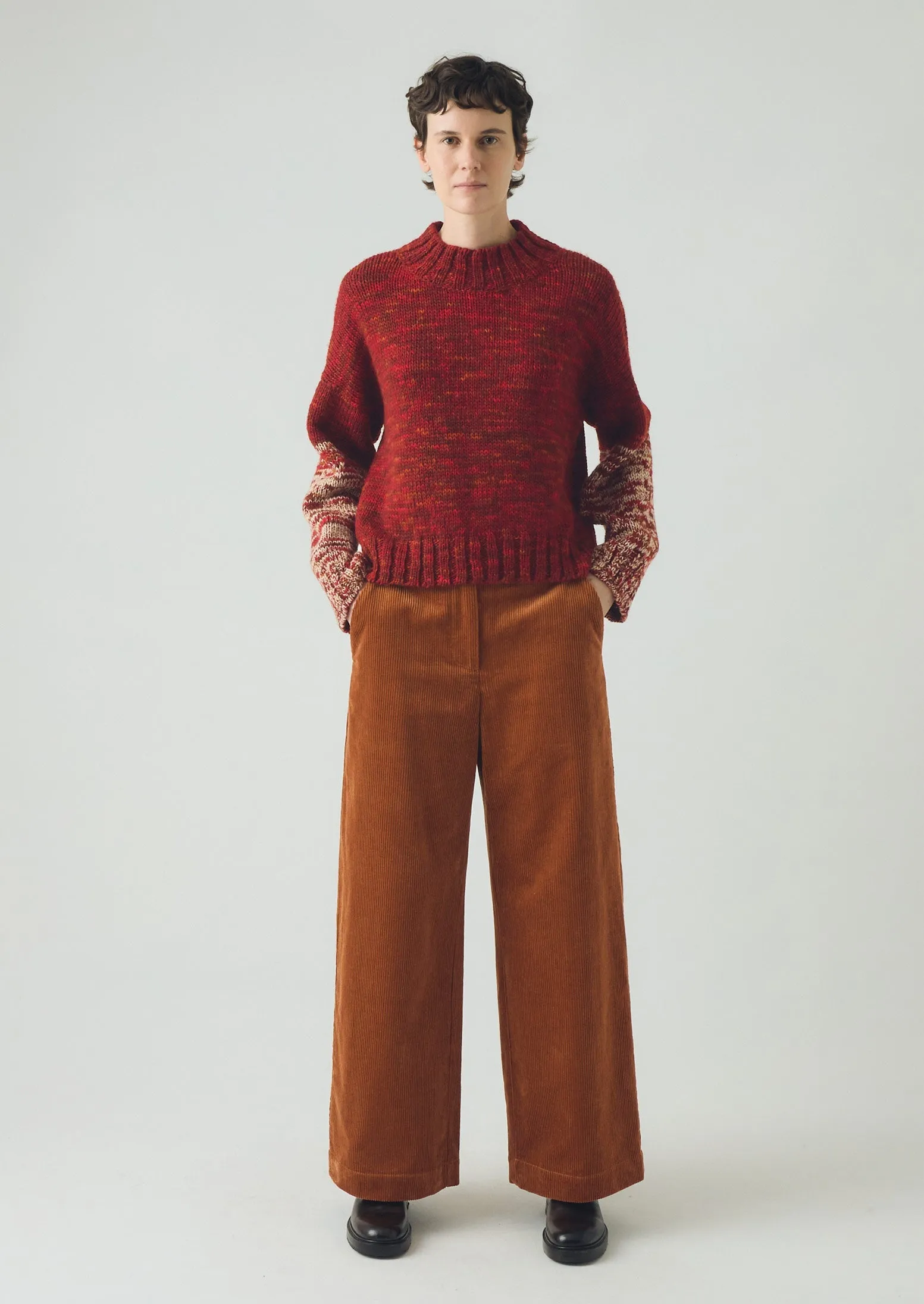 Wide Leg Organic Cord Trousers | Burnt Sienna sold by TOAST product image thumbnail 2