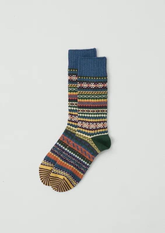 Chup Pattern Cotton Socks | Indigo sold by TOAST