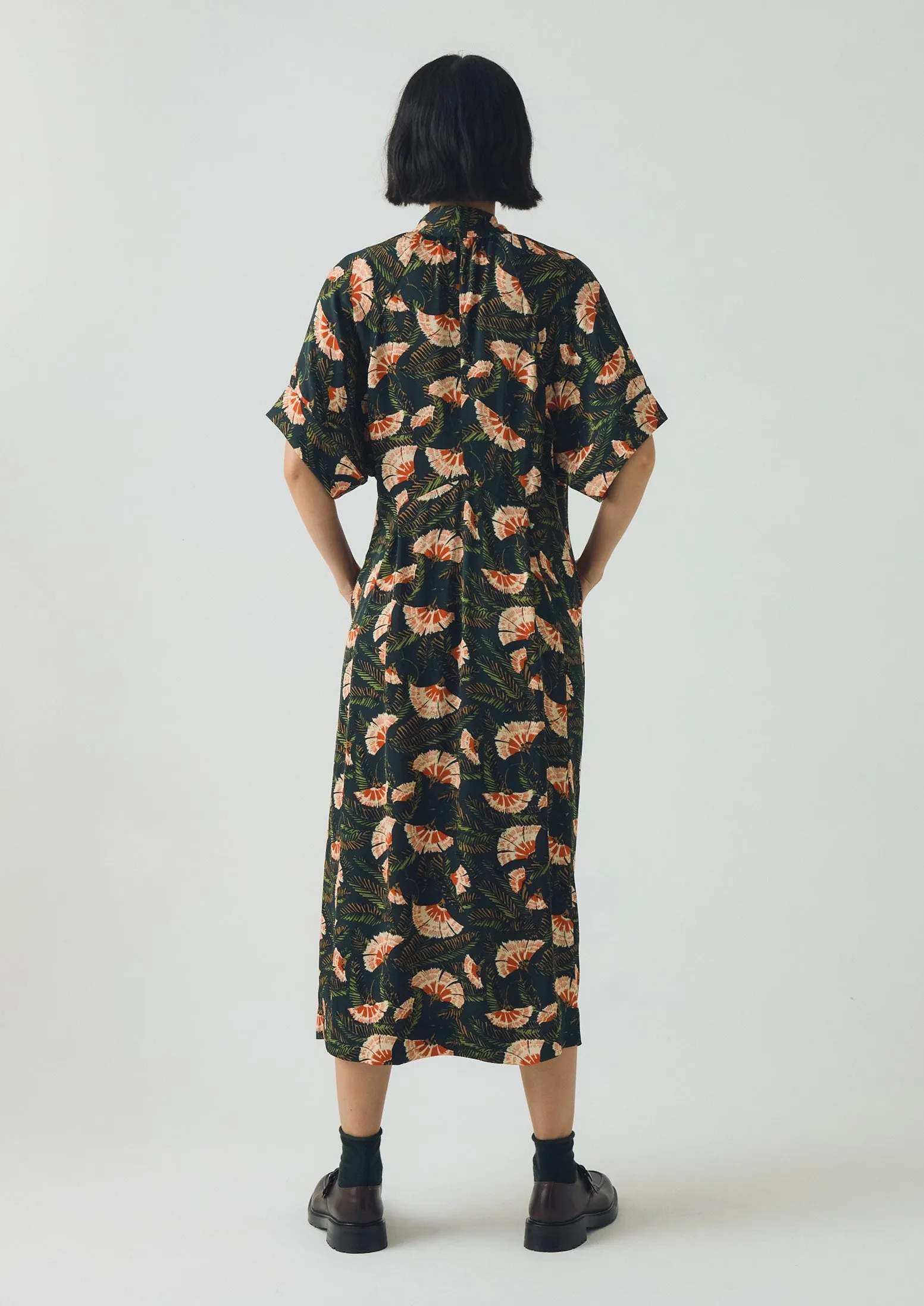 Bryn Dianthus Print Dress | Midnight Green sold by TOAST product image thumbnail 3