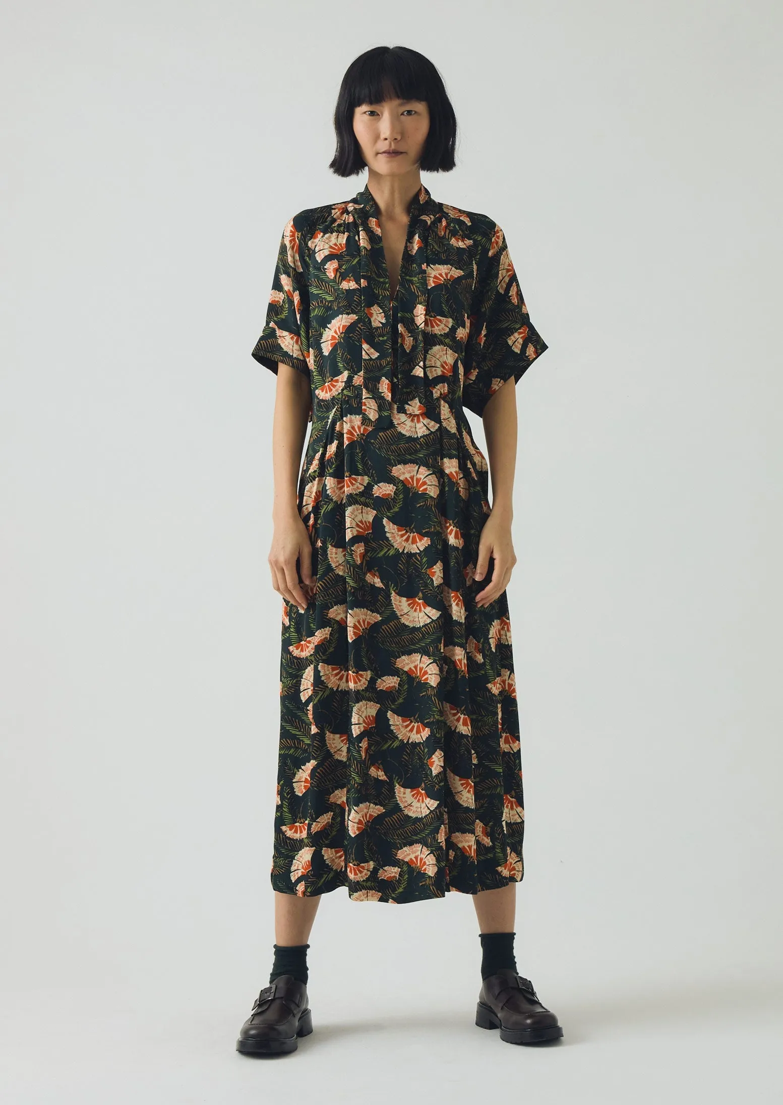Bryn Dianthus Print Dress | Midnight Green sold by TOAST product image thumbnail 2