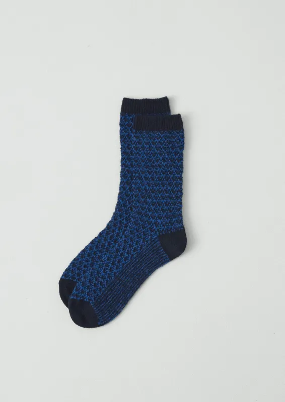 Honeycomb Stitch Wool Socks | Navy/Cobalt sold by TOAST