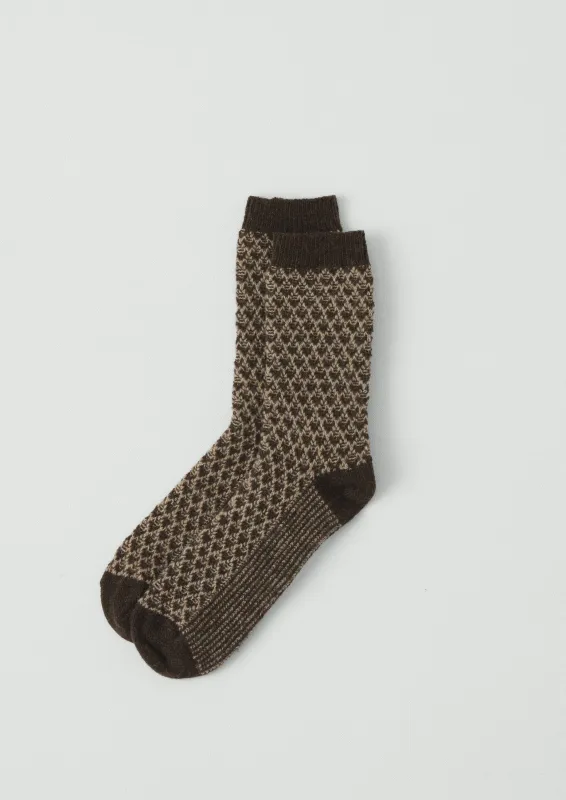 Honeycomb Stitch Wool Socks | Coffee Bean/Putty sold by TOAST