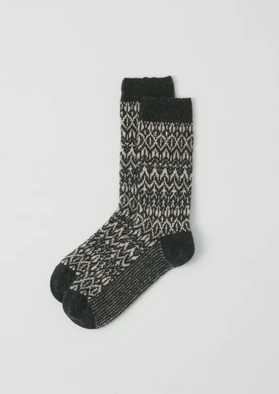 Diamond Jacquard Socks | Anthracite/Parchment sold by TOAST