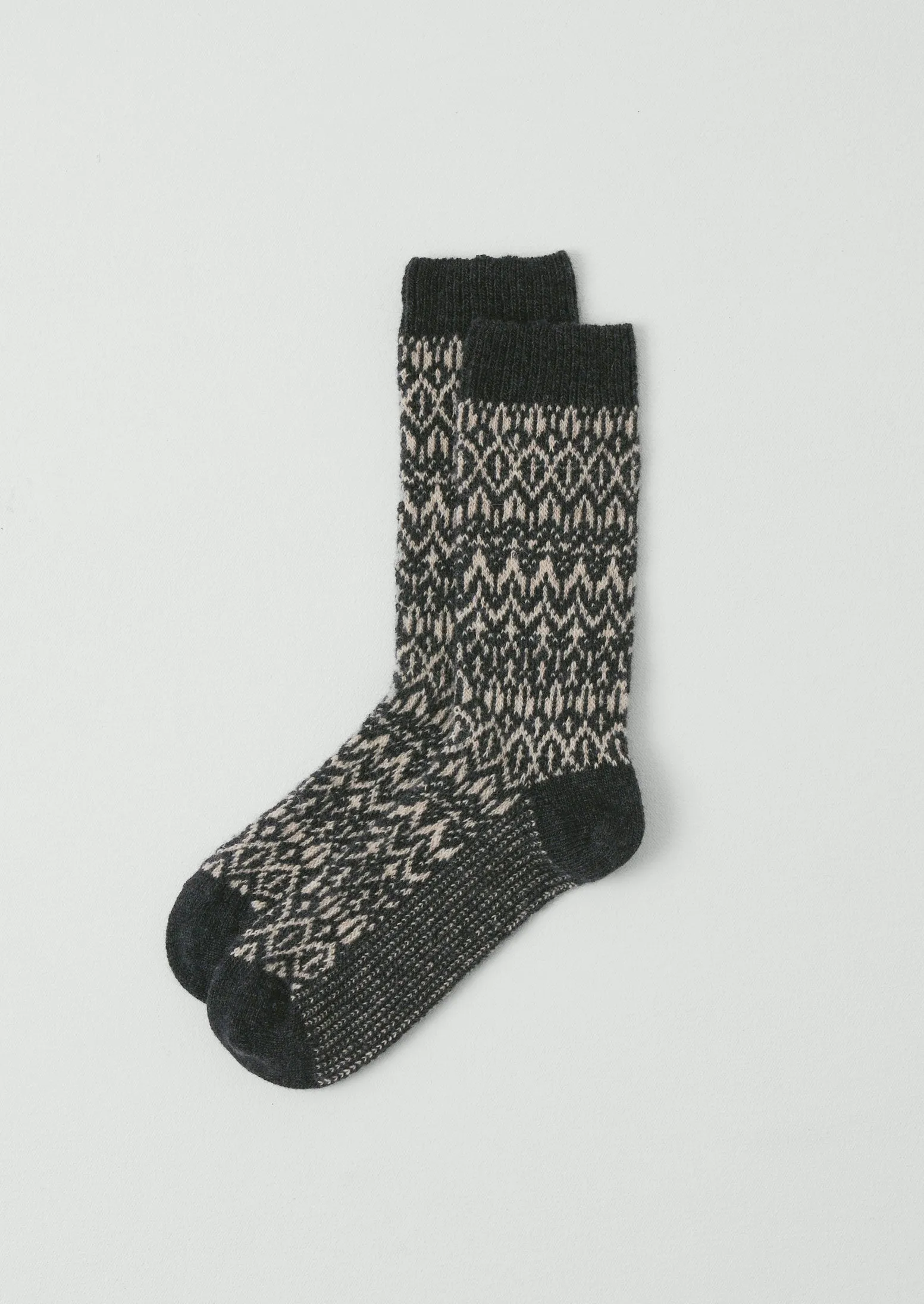 Diamond Jacquard Socks | Anthracite/Parchment sold by TOAST