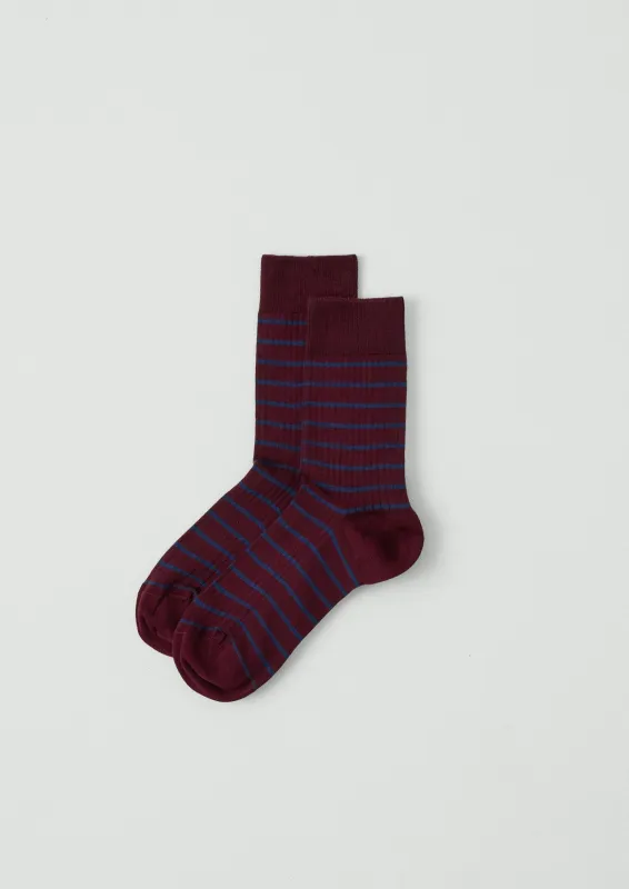Maria La Rosa Organic Cotton Stripe Socks | Bordeaux sold by TOAST