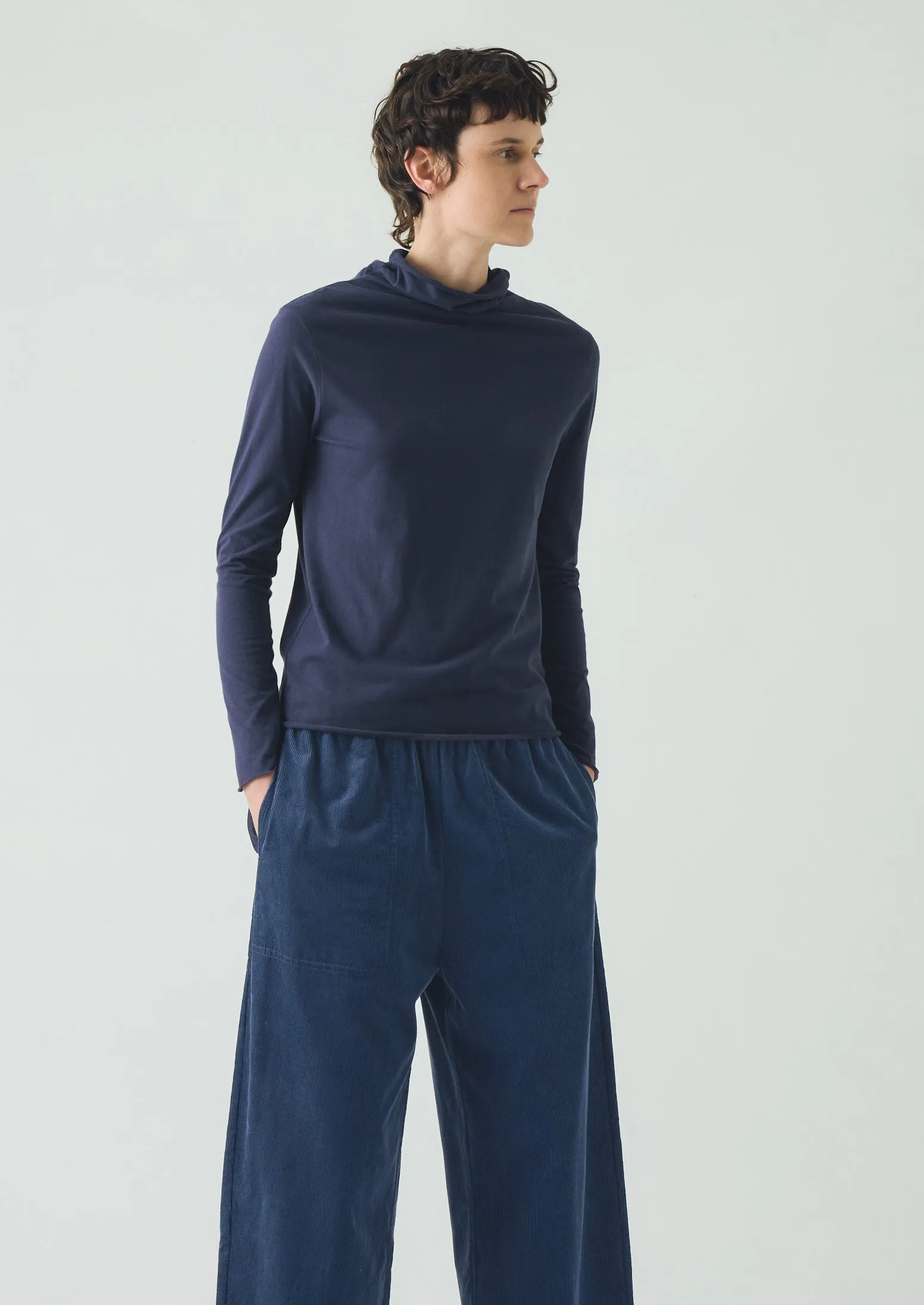 High Neck Soft Cotton Tee | Ink Blue sold by TOAST product image thumbnail 4