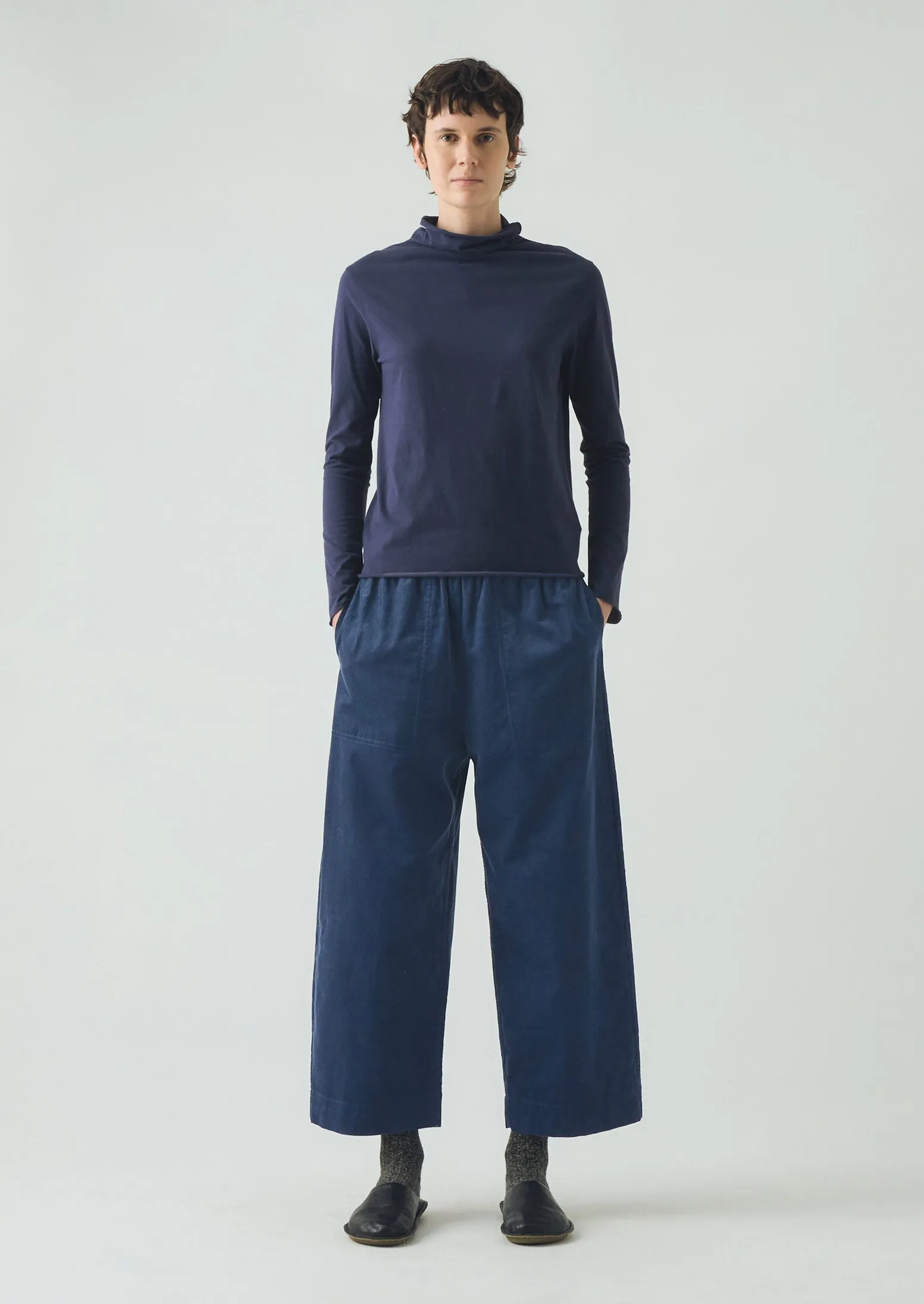 High Neck Soft Cotton Tee | Ink Blue sold by TOAST product image thumbnail 2