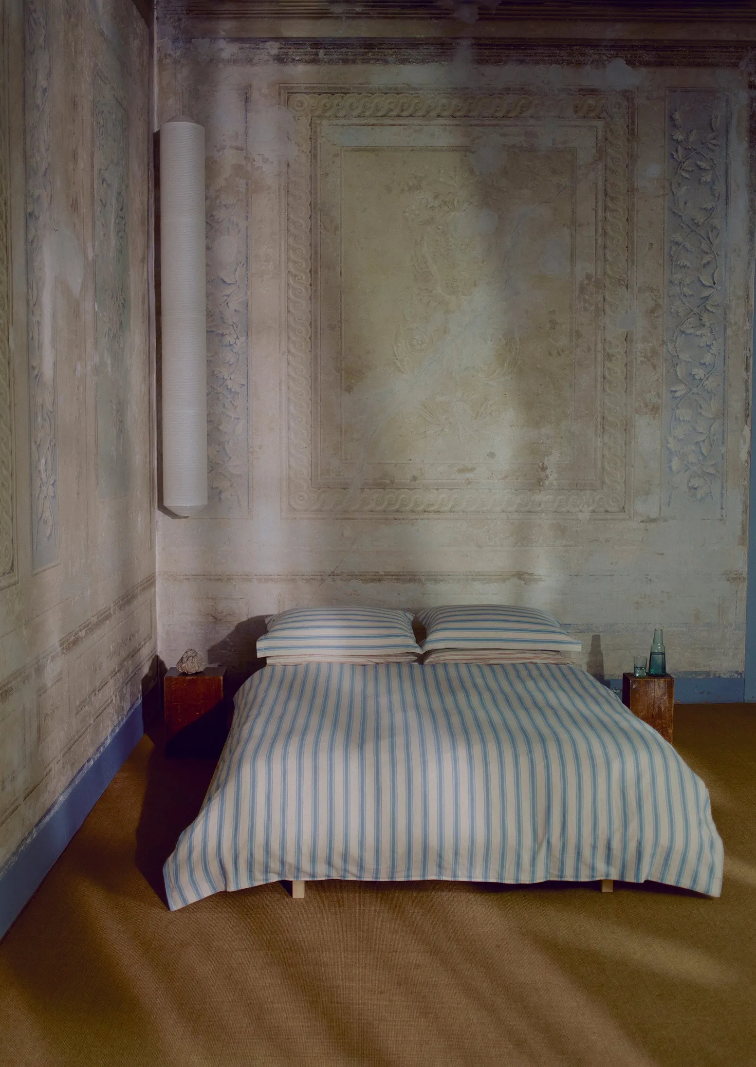 Fjord Stripe Cotton Flannel Duvet Cover | Washed Blue/Ecru sold by TOAST product image thumbnail 4