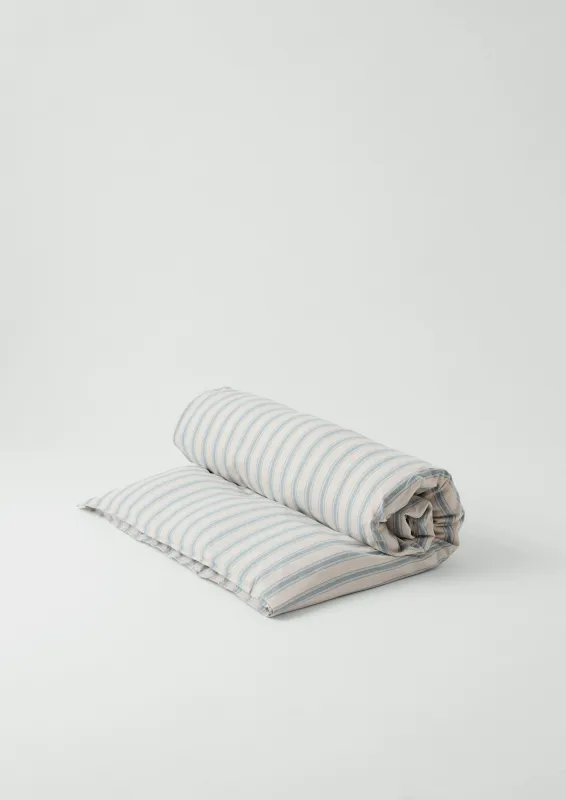Fjord Flannel Stripe Cotton Duvet Cover | Washed Blue/Ecru sold by TOAST