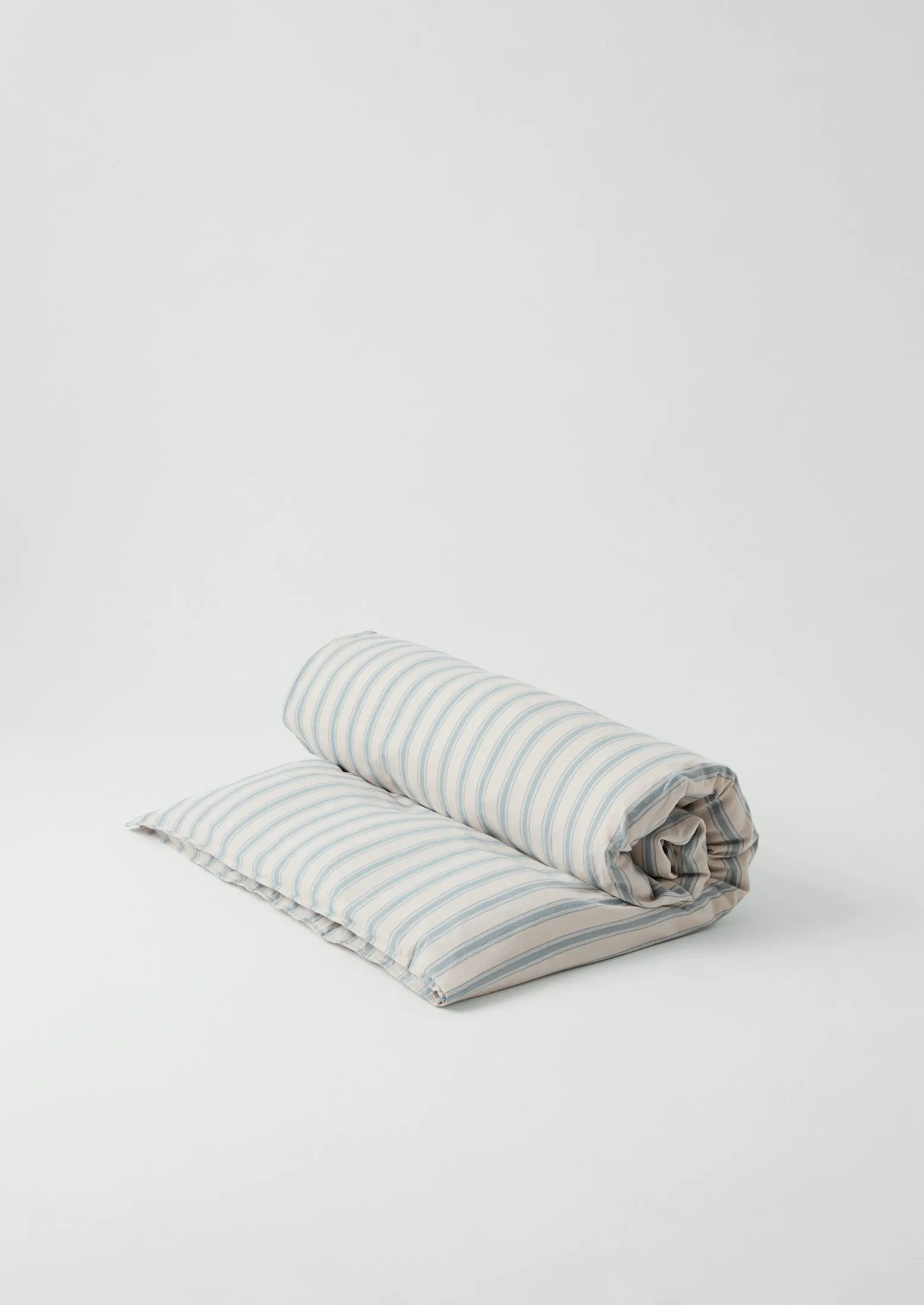 Fjord Stripe Cotton Flannel Duvet Cover | Washed Blue/Ecru sold by TOAST