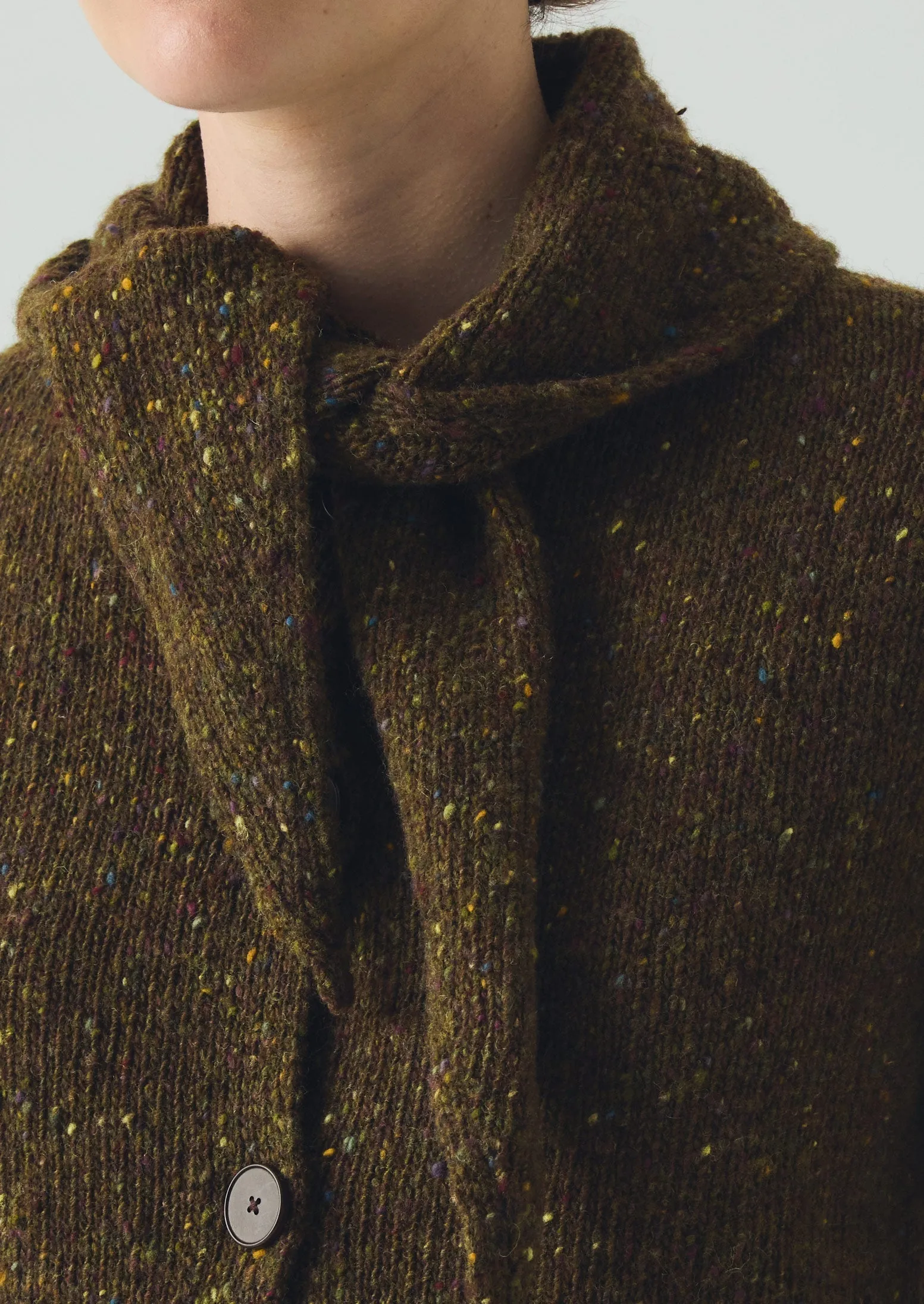 Donegal Merino Neckerchief Cardigan | Darkest Olive sold by TOAST product image thumbnail 5