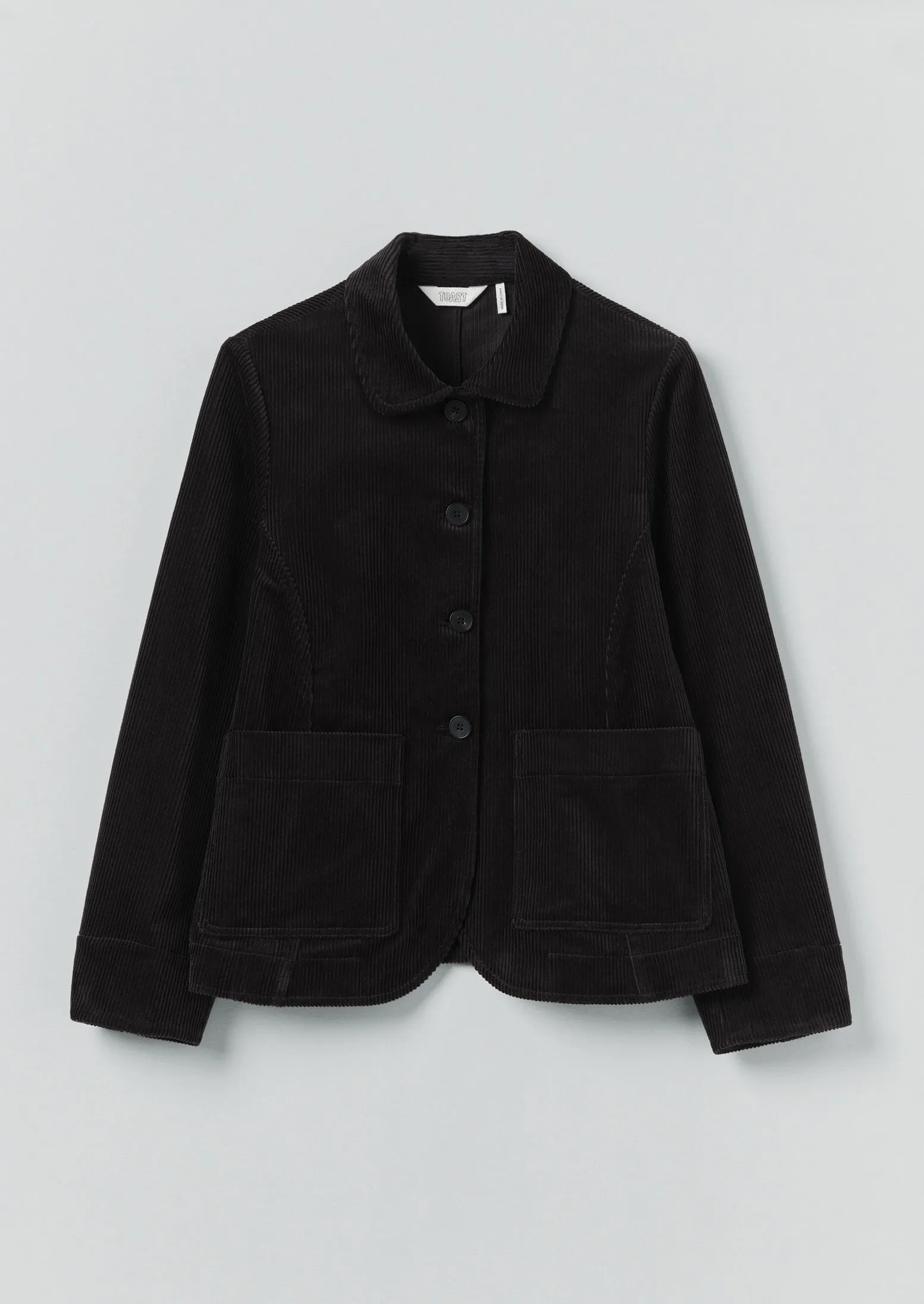 Round Collar Organic Cord Jacket | Anthracite sold by TOAST