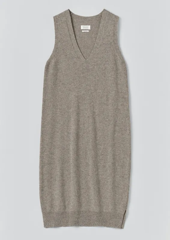 Wool Knitted V Neck Dress | Biscuit sold by TOAST