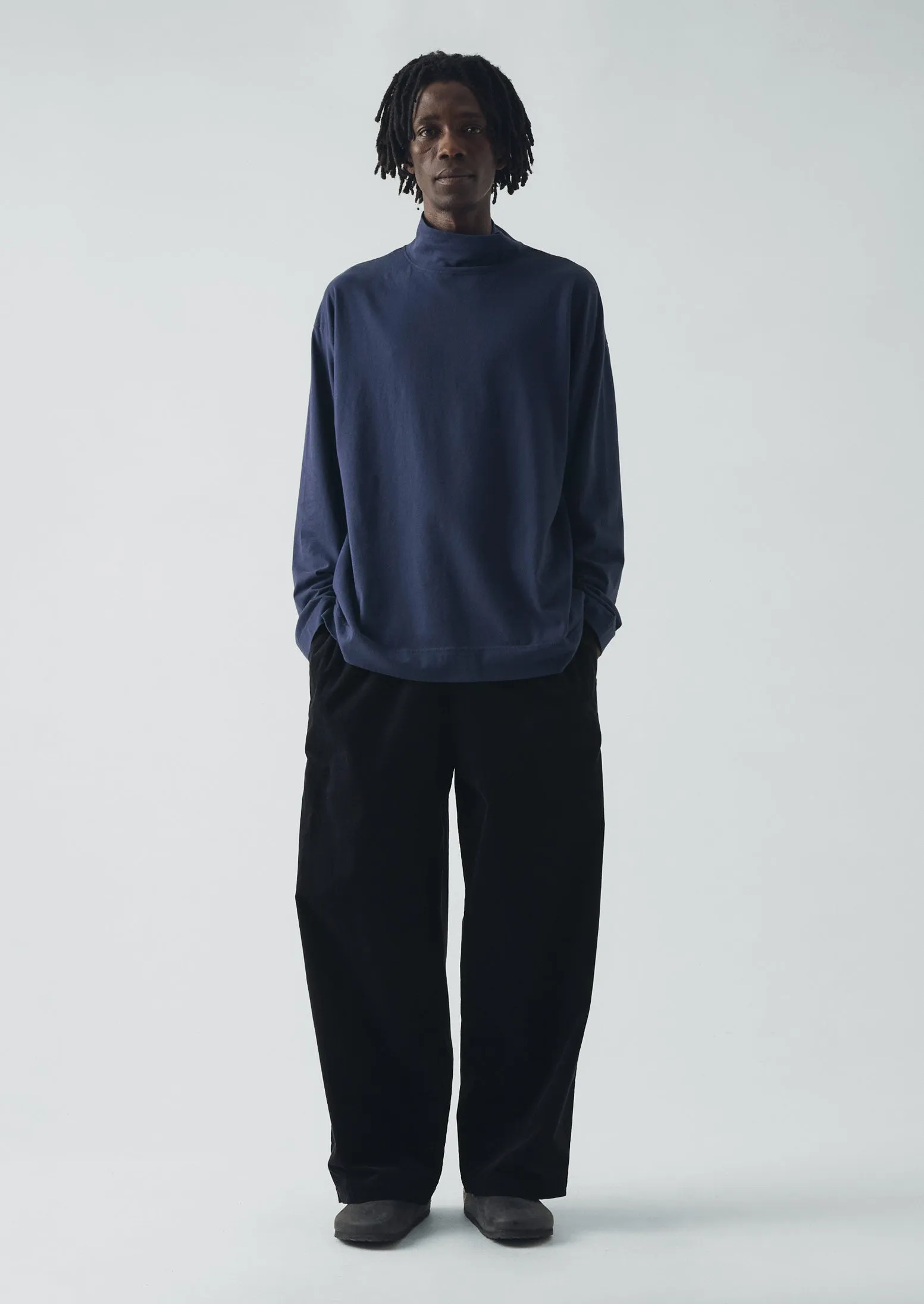 Brushed Cotton High Neck Lounge Top | Ink Blue sold by TOAST product image thumbnail 2