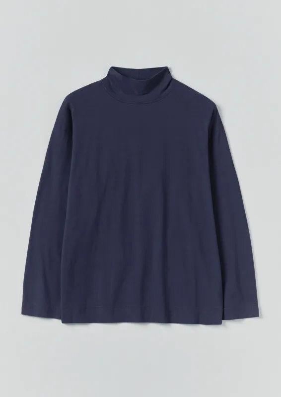 Brushed Cotton High Neck Lounge Top | Ink Blue sold by TOAST