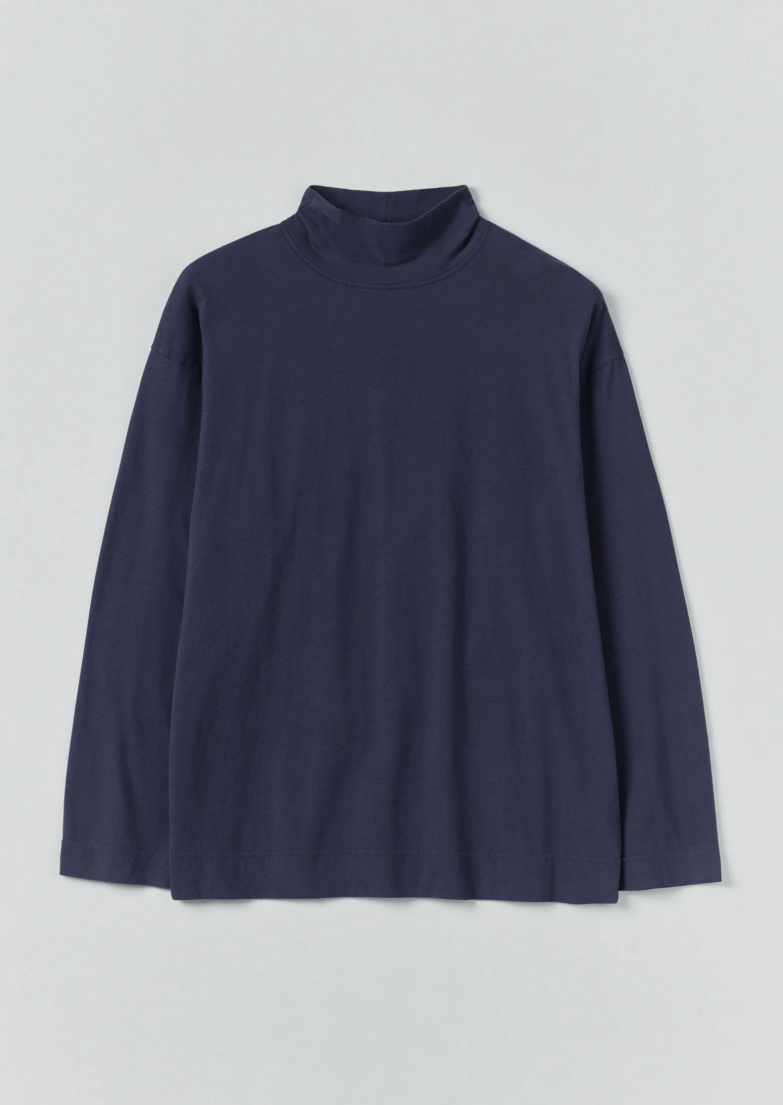 Brushed Cotton High Neck Lounge Top | Ink Blue sold by TOAST