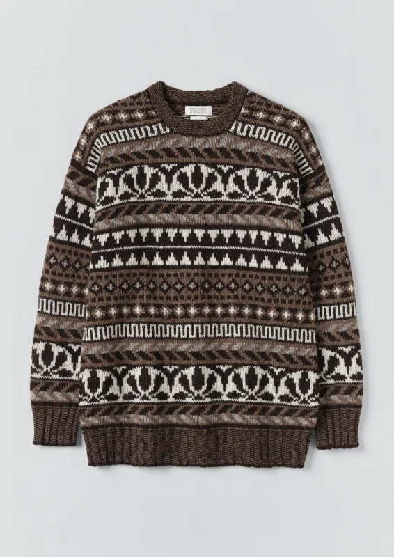 Shetland Wool Graphic Jacquard Sweater | Natural/Multi sold by TOAST