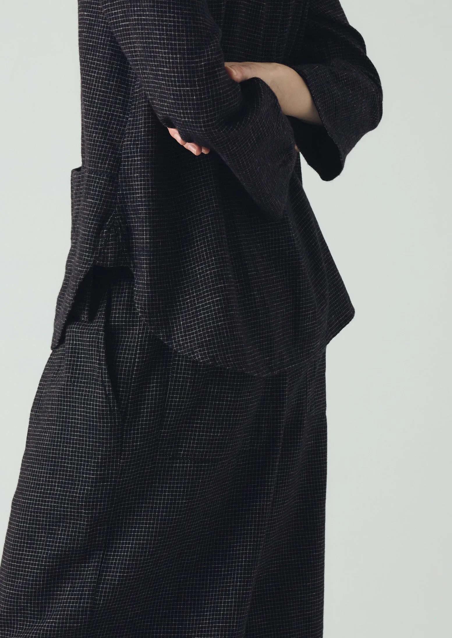 Cotton Cashmere Check Shirt | Black/Ecru sold by TOAST product image thumbnail 5