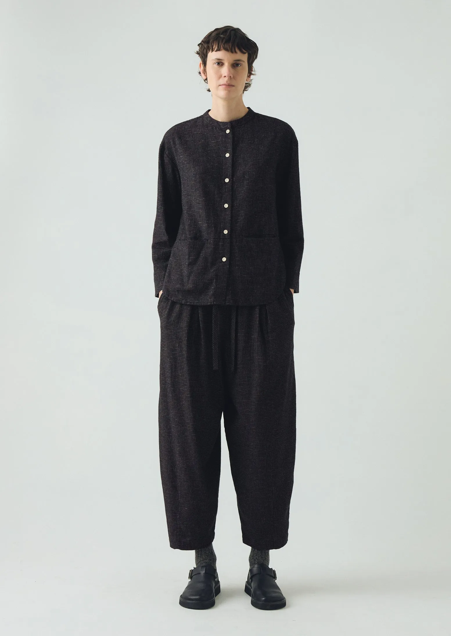 Cotton Cashmere Check Shirt | Black/Ecru sold by TOAST product image thumbnail 2