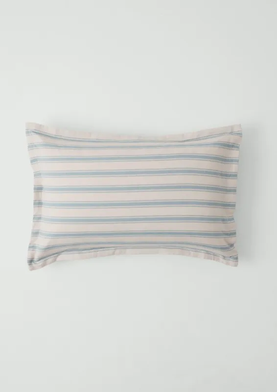 Fjord Flannel Stripe Cotton Oxford Pillowcase Set | Washed Blue/Ecru sold by TOAST