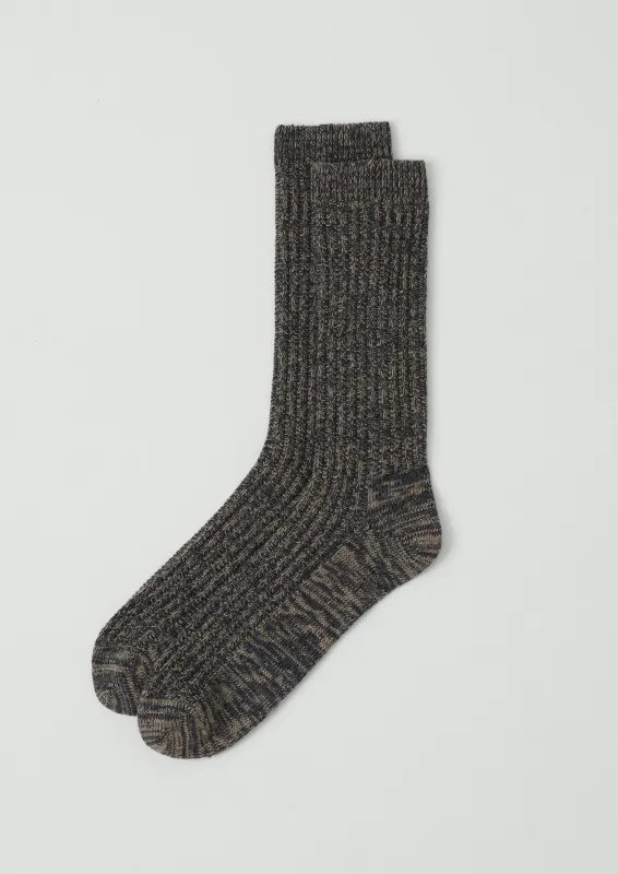 Ribbed Cotton Marl Socks | Charcoal sold by TOAST