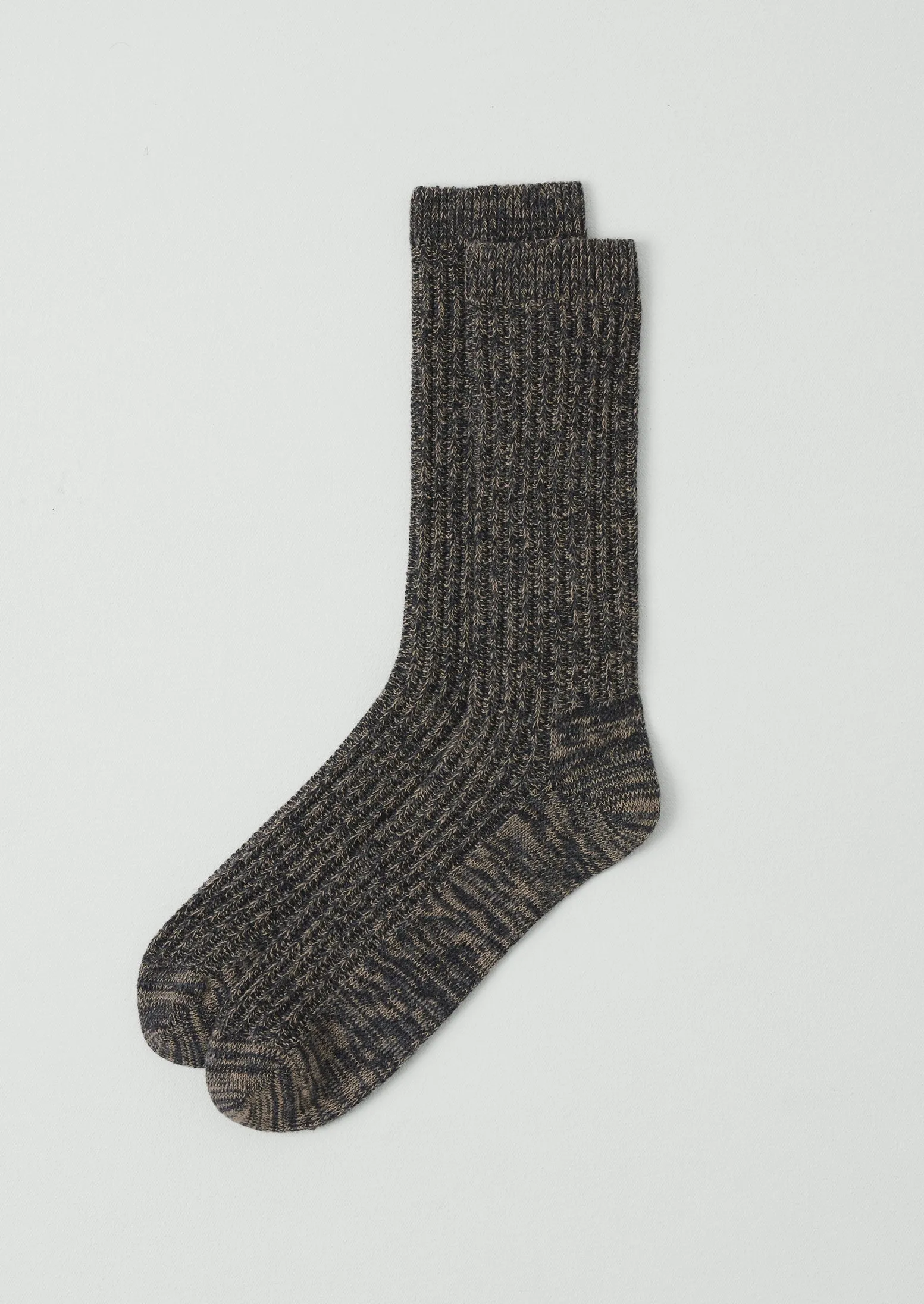 Ribbed Cotton Marl Socks | Charcoal sold by TOAST