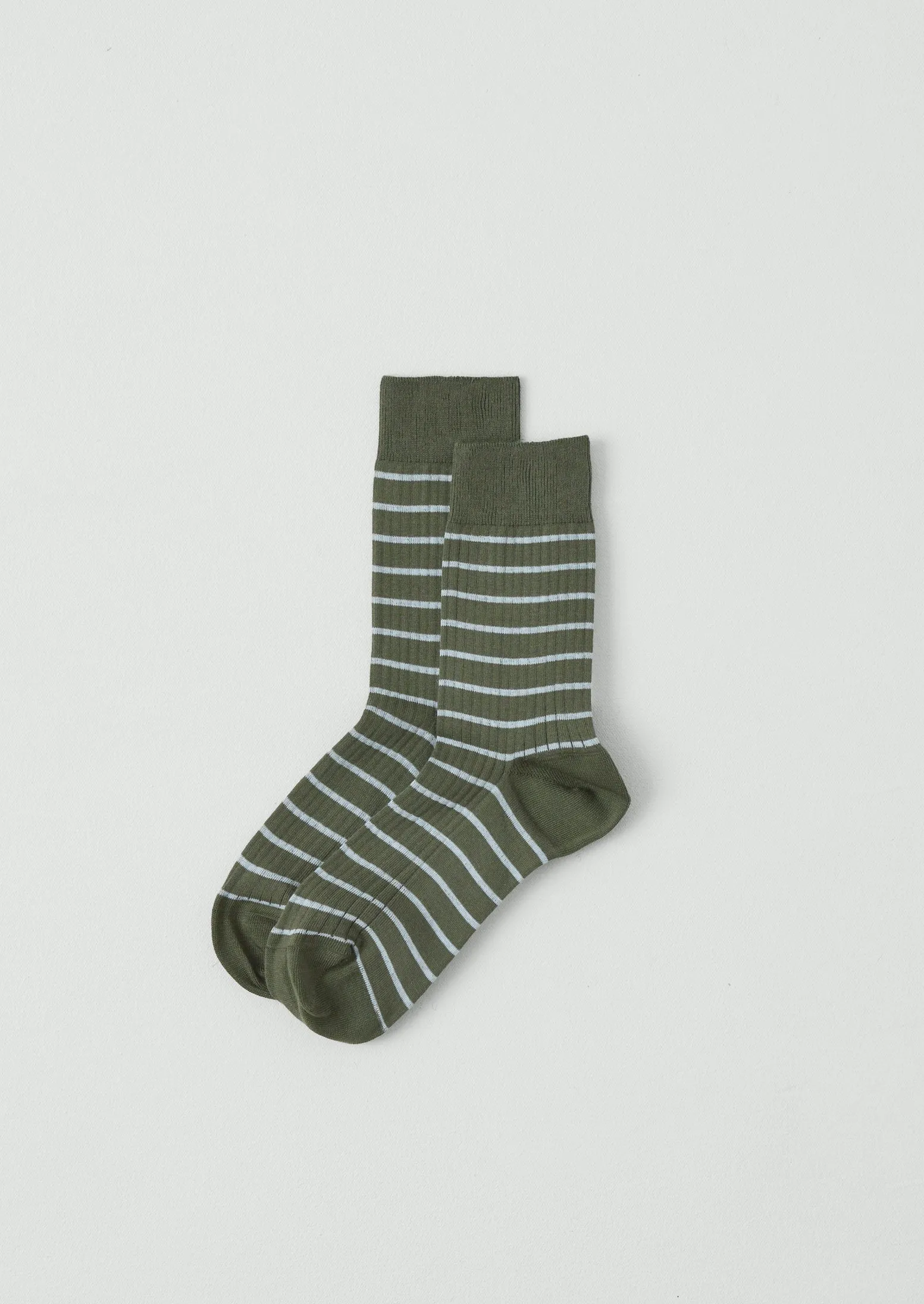 Maria La Rosa Organic Cotton Stripe Socks | Olive sold by TOAST