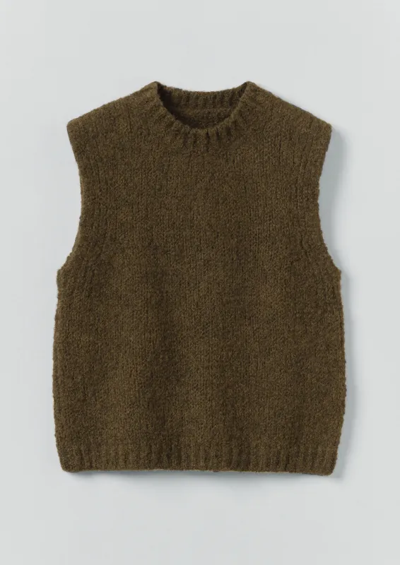 Wool Alpaca Boucle Tank | Rich Olive sold by TOAST