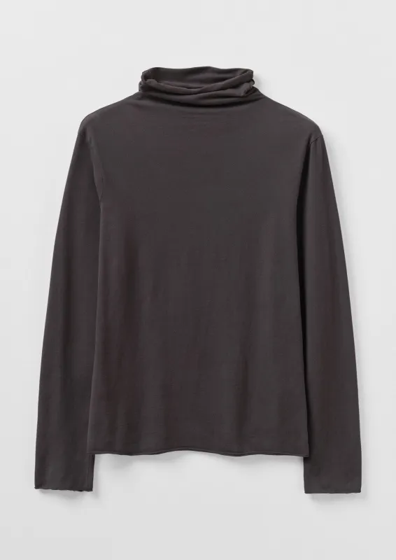 High Neck Soft Cotton Tee | Charcoal sold by TOAST
