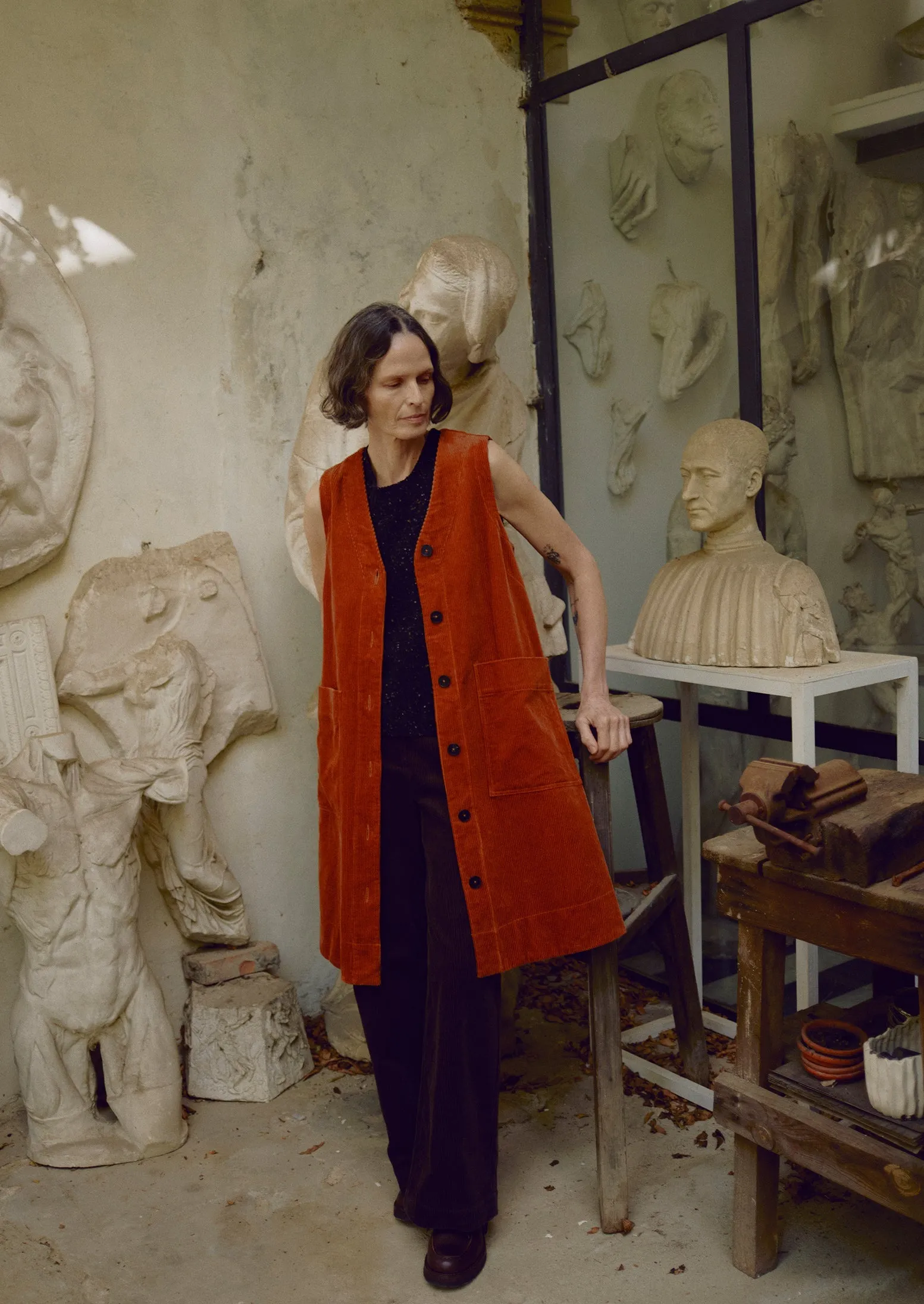 Organic Cord A Line Dress | Burnt Sienna sold by TOAST product image thumbnail 2