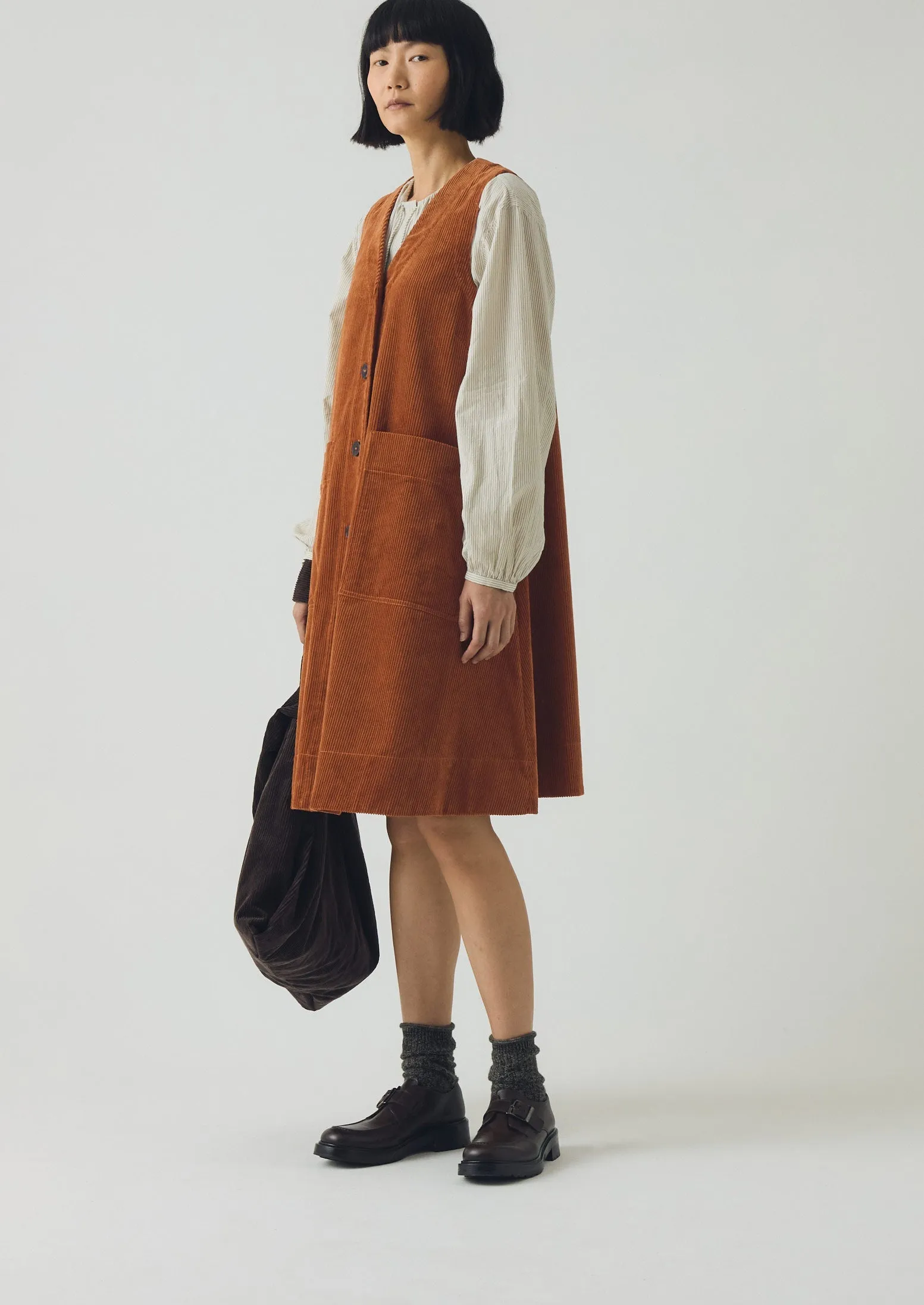 Organic Cord A Line Dress | Burnt Sienna sold by TOAST product image thumbnail 4