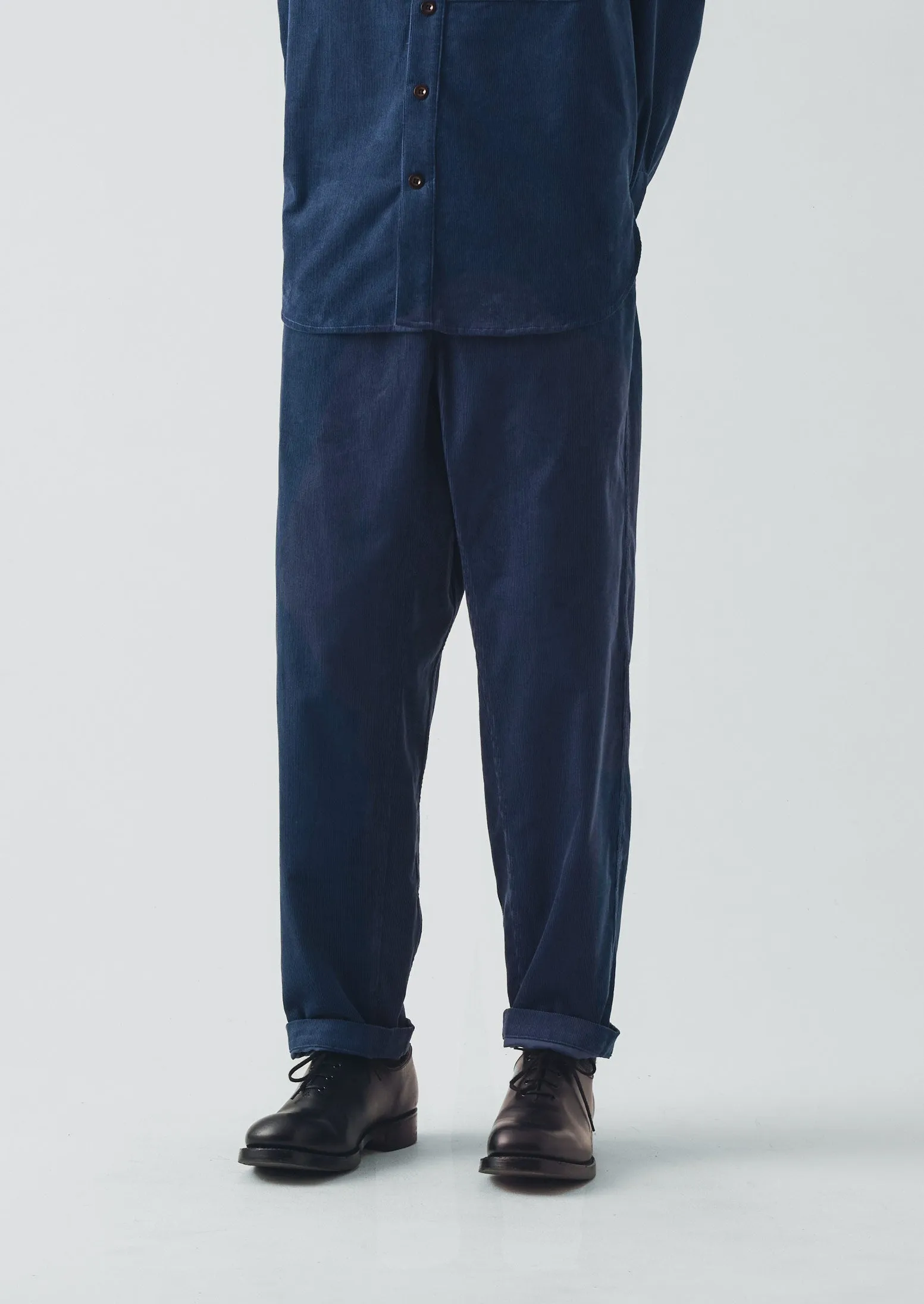 Organic Cord Drawstring Trousers | Denim Blue sold by TOAST product image thumbnail 3