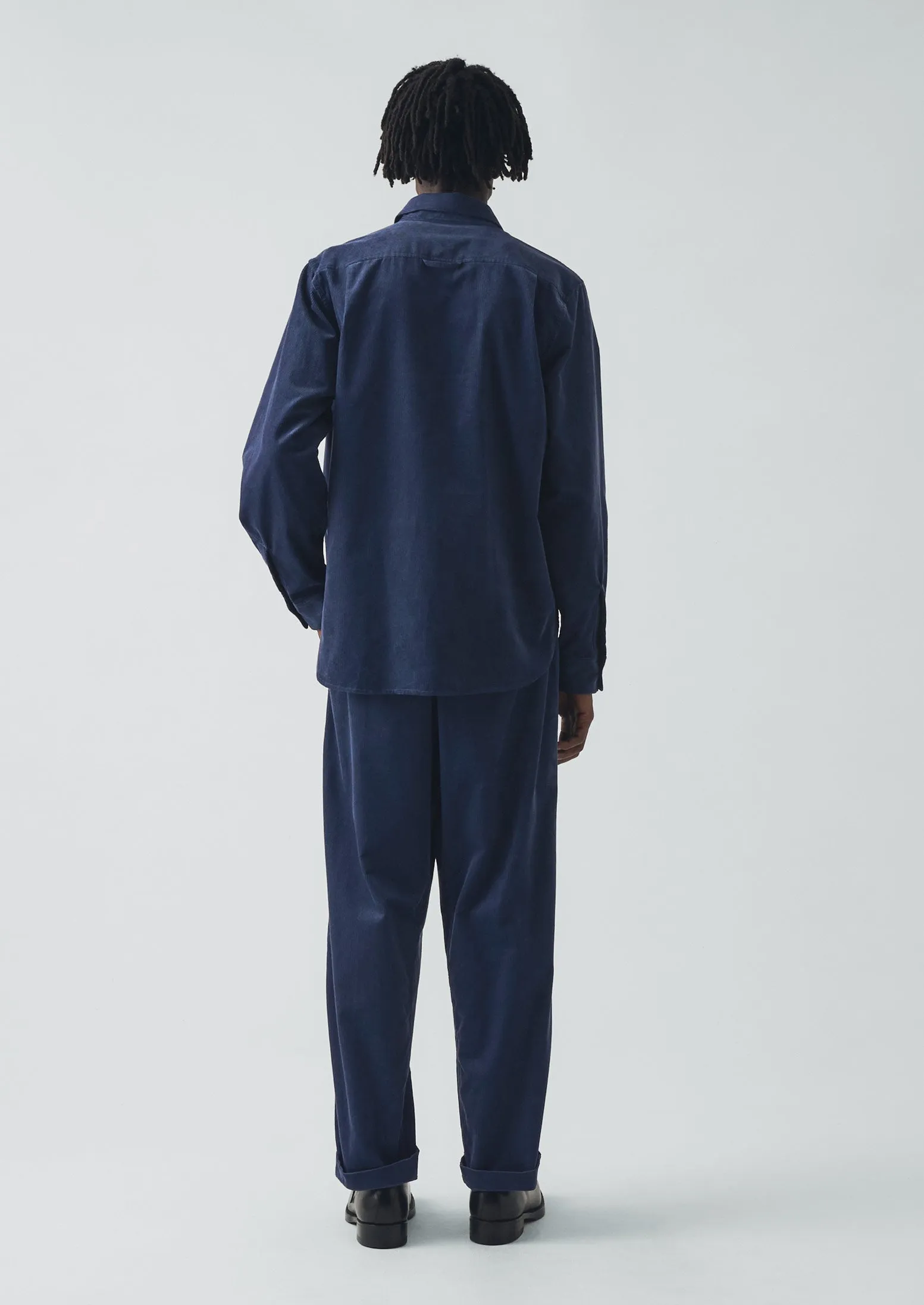 Organic Cord Drawstring Trousers | Denim Blue sold by TOAST product image thumbnail 4