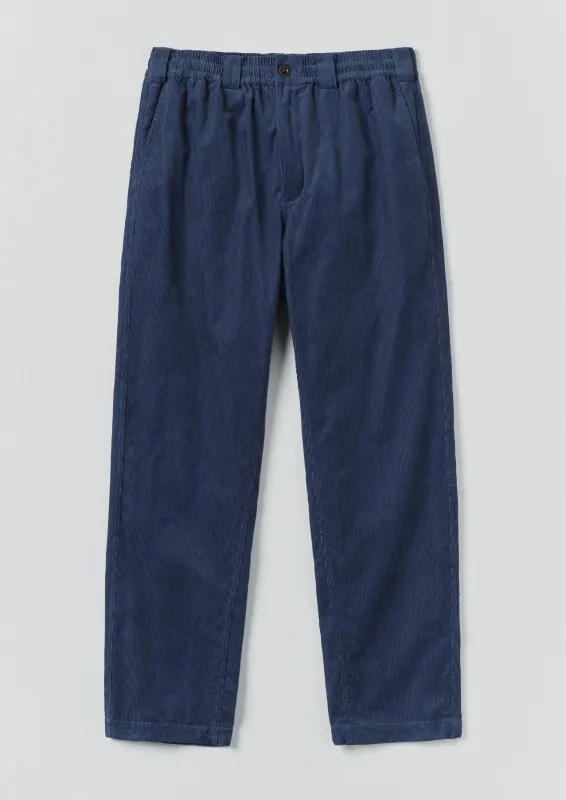 Organic Cord Drawstring Trousers | Denim Blue sold by TOAST