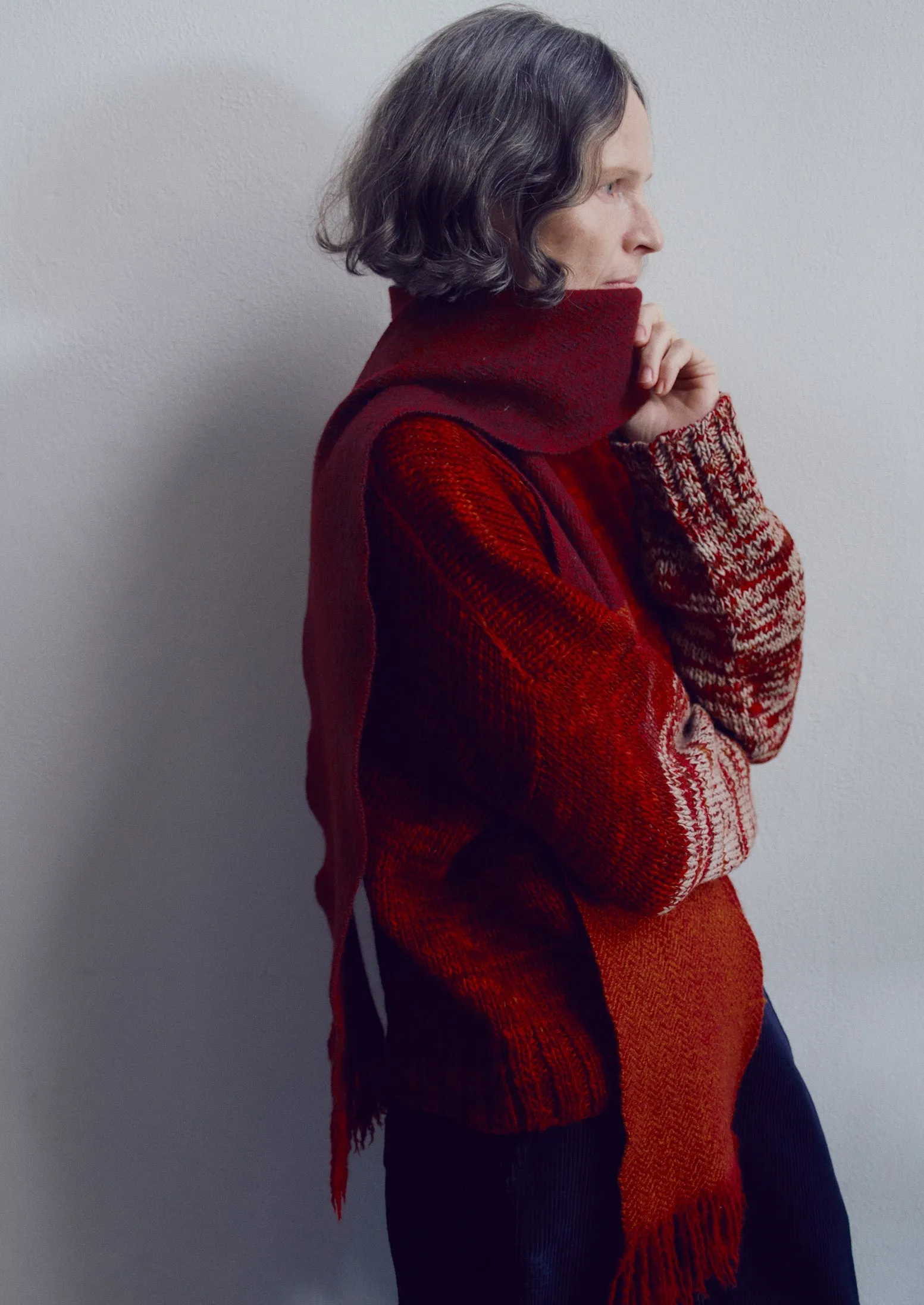 Hand Dyed High Neck Sweater | Claret Red sold by TOAST product image thumbnail 2