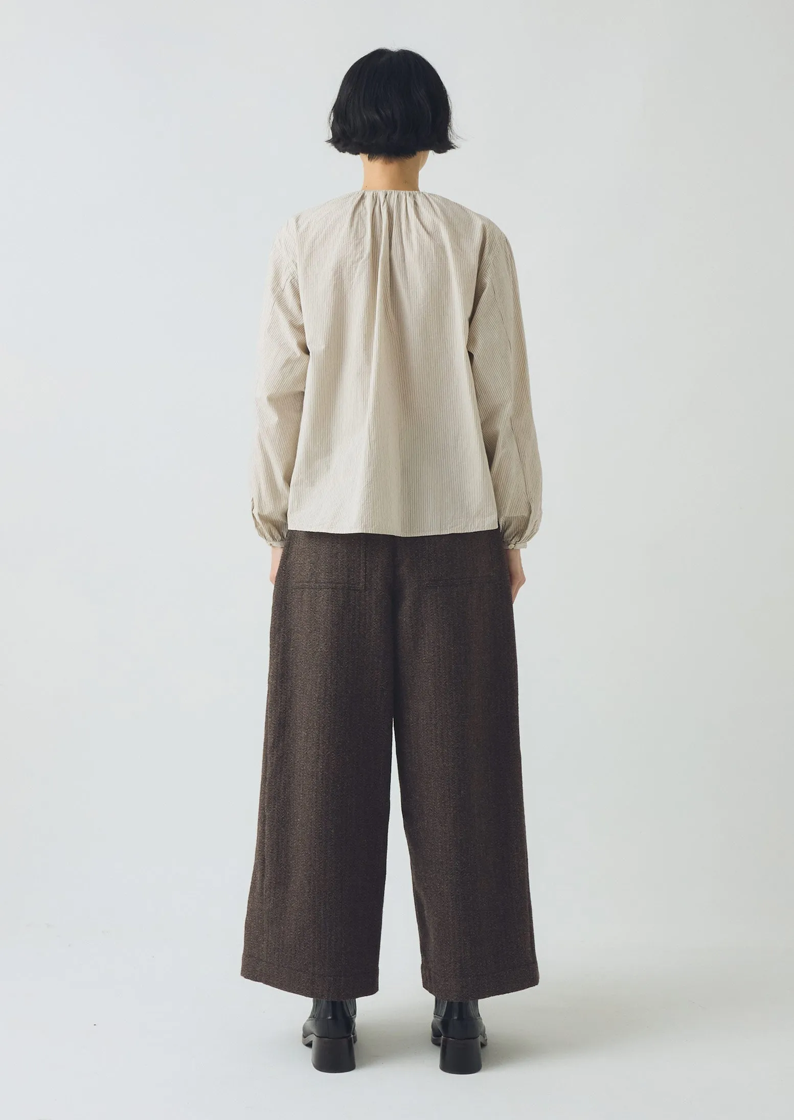 Wool Broken Herringbone Pleat Front Trousers | Charcoal Mouline sold by TOAST product image thumbnail 4