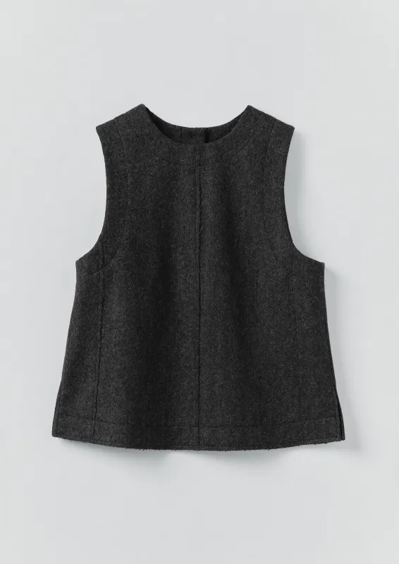 Boiled Wool Twill Button Back Top | Charcoal sold by TOAST