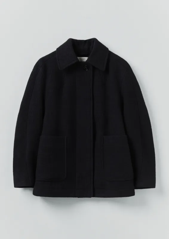 Boiled Wool Textured Short Coat | Indigo sold by TOAST