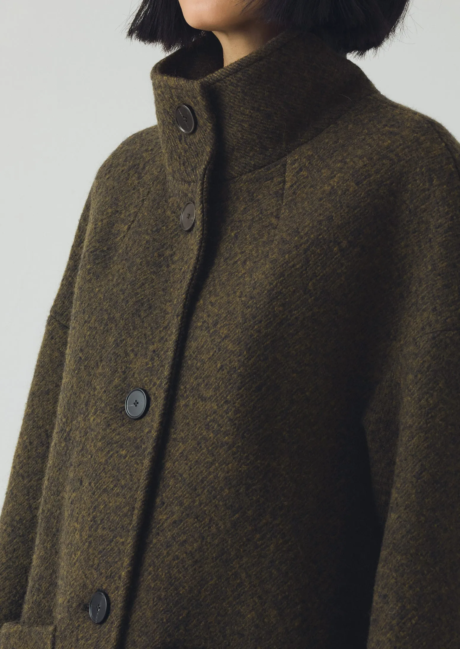 Boiled Wool Twill Coat | Darkest Olive sold by TOAST product image thumbnail 5