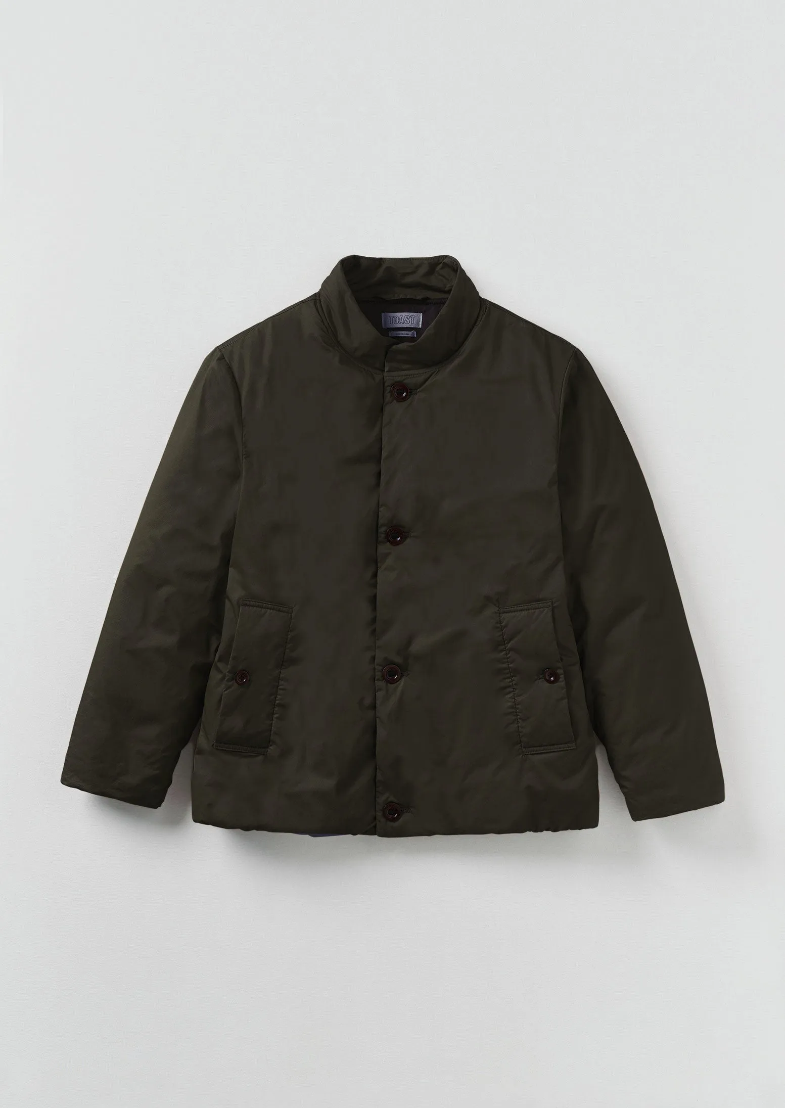 Padded Stand Collar Jacket | Iron Green sold by TOAST
